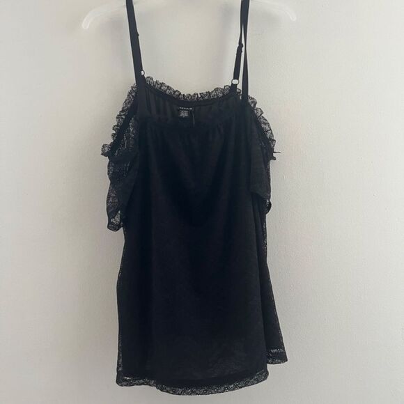 New Torrid Woman Top Off-shoulder sleeves lace Size 2 Black polyester plus - Picture 8 of 12